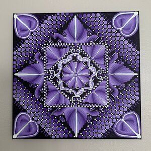 Hand Painted 10 x 10" Acrylic Art Purple
